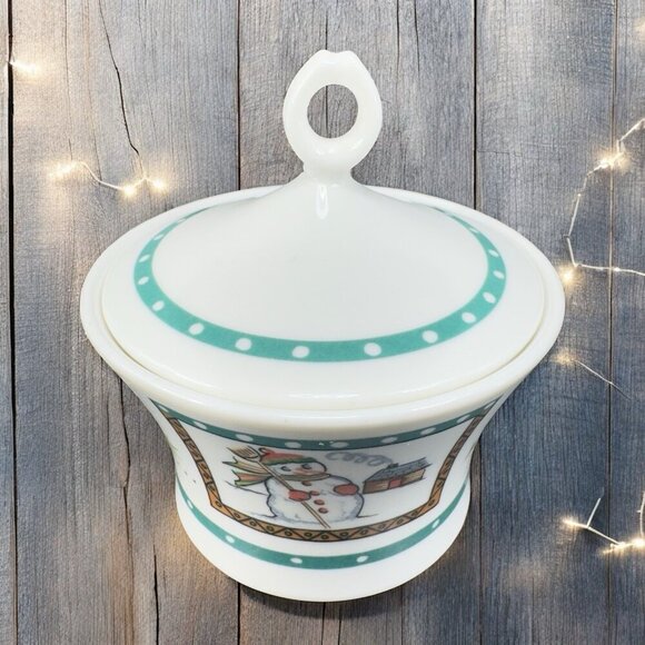Mikasa Ultima Super Strong Fine China Sugar Bowl Small Container Snowman New Tag - Picture 1 of 14